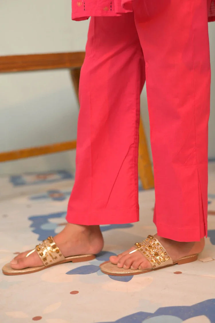 Picture of KBD-02846 | Shocking Pink & Multicolor | Casual Plus 3 Piece Suit | Cotton Jacquard - Available at Raja Sahib