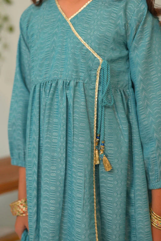 Picture of KBD-02847 | Ferozi & Blue | Casual Plus 3 Piece Suit | Cotton Jacquard - Available at Raja Sahib