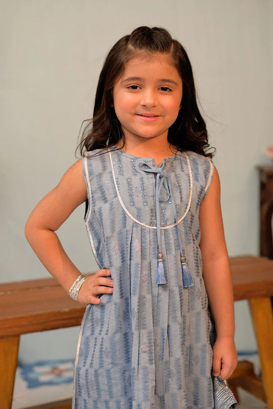 Picture of KBD-02859 | Light Blue & Silver | Casual Plus 3 Piece Suit | Cotton Viscose Filament Jacquard - Available at Raja Sahib