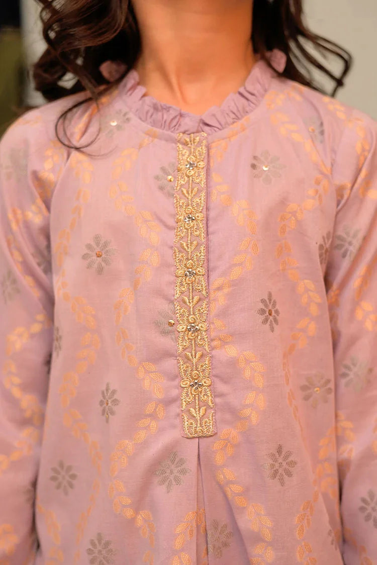 Picture of KBD-02866 | Purple & Gold | Casual Plus 3 Piece Suit | Cotton Jacquard - Available at Raja Sahib