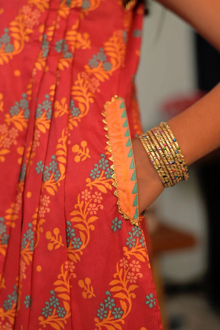 Picture of KBD-02882 | Red & Multicolor | Casual Plus 3 Piece Suit | Cotton Lawn Gold Printed - Available at Raja Sahib