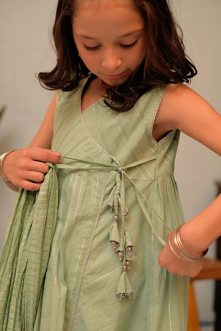 Picture of KBD-02898 | Green & Silver | Casual Plus 3 Piece Suit | Cotton Dobby Jacquard - Available at Raja Sahib