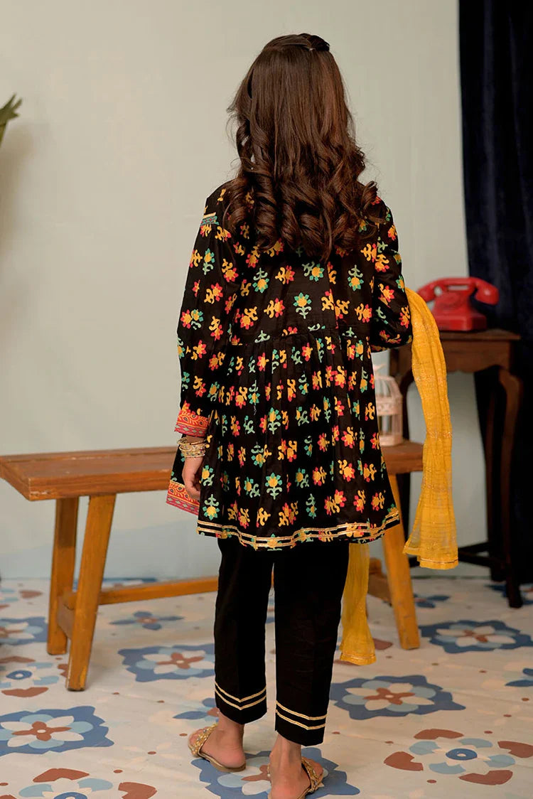 Picture of KBD-02913 | Black & Multicolor | Casual Plus 3 Piece Suit | Cotton Lawn Gold Printed - Available at Raja Sahib