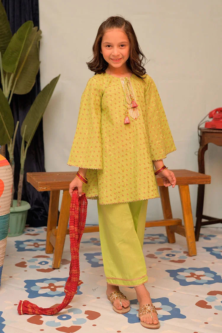 Picture of KBD-02916 | Parrot Green & Multicolor | Casual Plus 3 Piece Suit | Viscose Filament Jacquard - Available at Raja Sahib