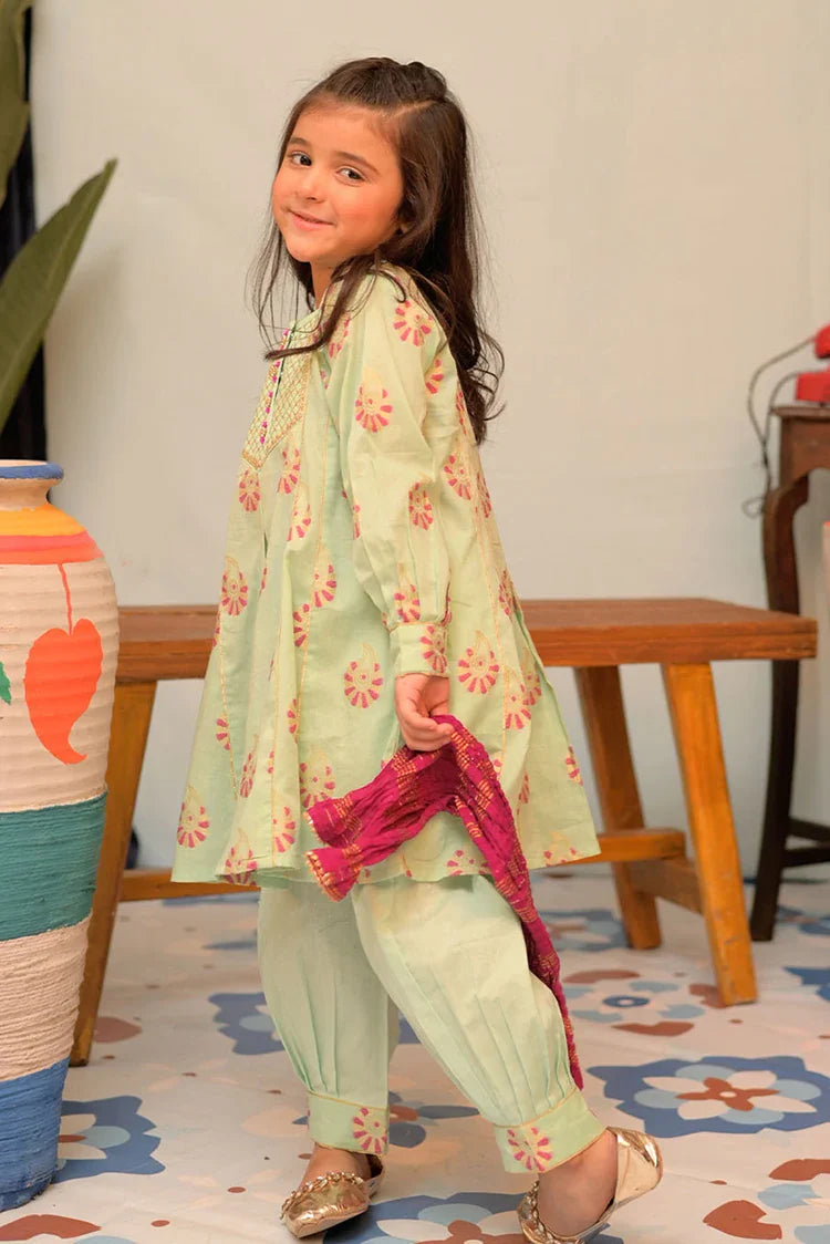 Picture of KBD-02935 | Sea Green & Multicolor | Casual Plus 3 Piece Suit | Cotton Jacquard - Available at Raja Sahib