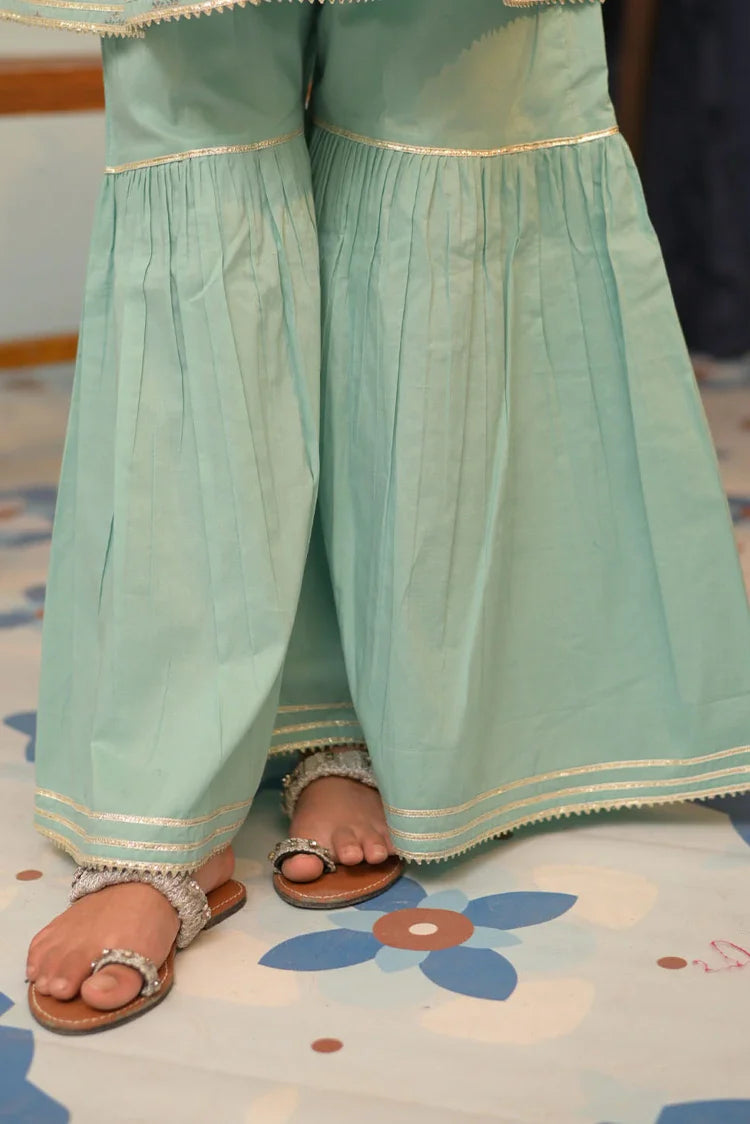 Picture of KBD-02958 | Sea Green & Silver | Casual Plus 3 Piece Suit | Cotton Jacquard - Available at Raja Sahib