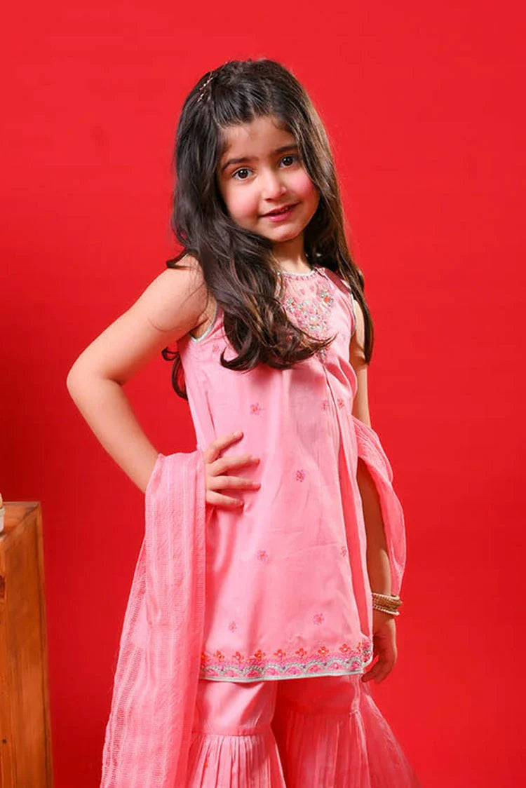 Picture of Senorita - Peach & Multicolor - Casual Plus 3 Piece Suit - Cotton Plain - KBD-03324 - Available at Raja Sahib