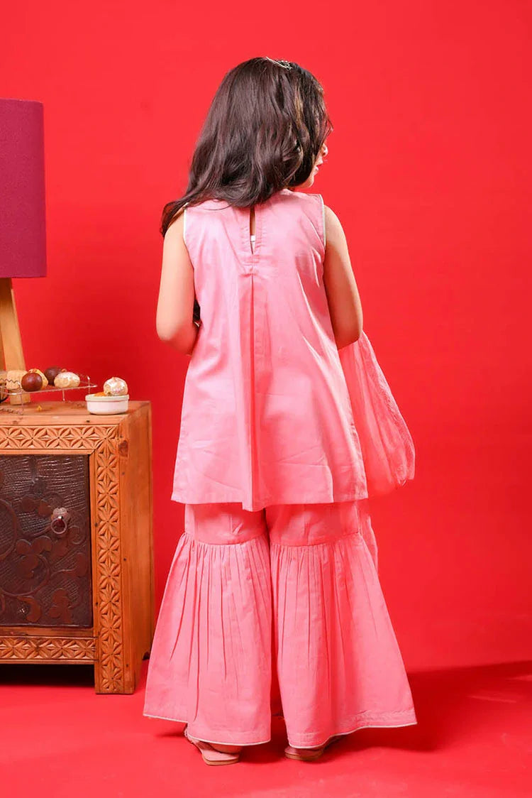 Picture of Senorita - Peach & Multicolor - Casual Plus 3 Piece Suit - Cotton Plain - KBD-03324 - Available at Raja Sahib