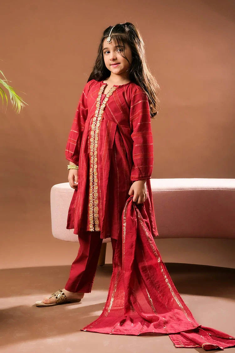 Picture of Senorita - Maroon & Multicolor - Casual Plus 3 Piece Suit - Cotton Dobby - KBD-03381 - Available at Raja Sahib
