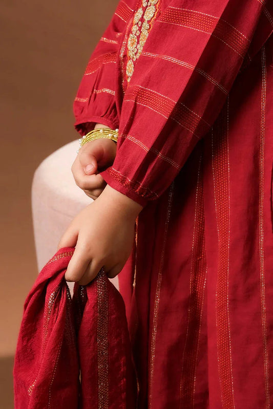 Picture of Senorita - Maroon & Multicolor - Casual Plus 3 Piece Suit - Cotton Dobby - KBD-03381 - Available at Raja Sahib