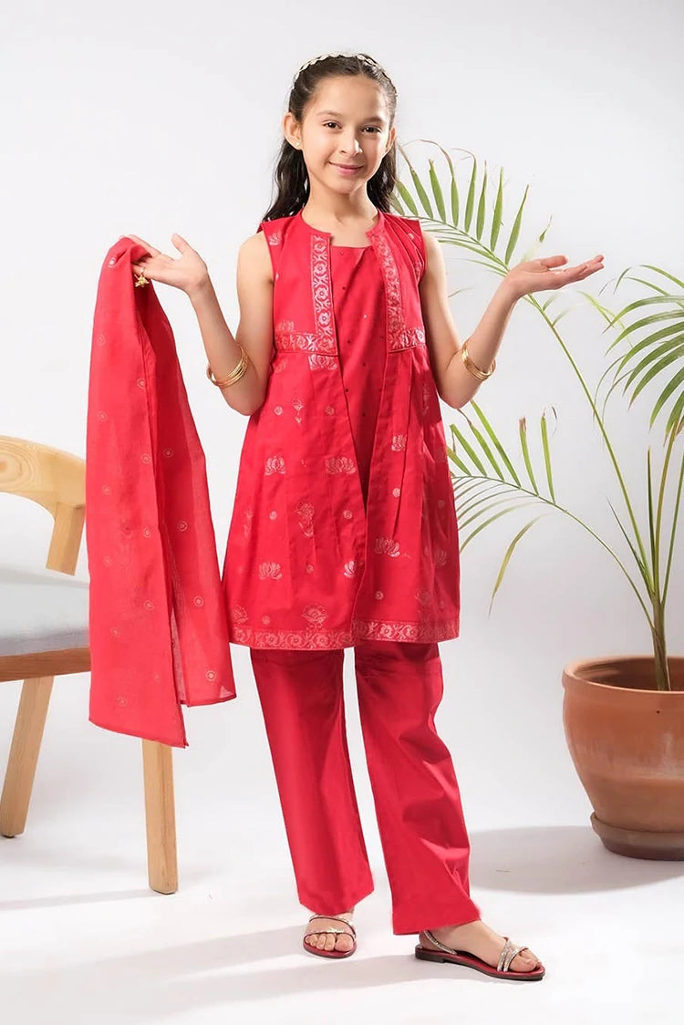 Picture of Senorita - Kids Eid Dress - Red - Casual Plus 3 Piece Suit - KBD-03389 - Available at Raja Sahib