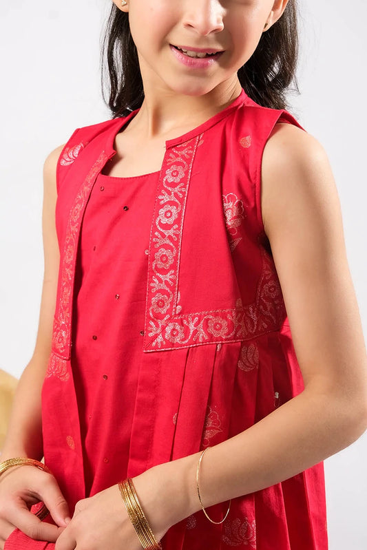 Picture of Senorita - Kids Eid Dress - Red - Casual Plus 3 Piece Suit - KBD-03389 - Available at Raja Sahib