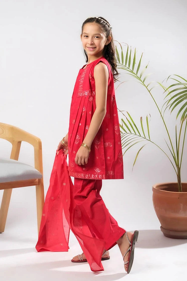 Picture of Senorita - Kids Eid Dress - Red - Casual Plus 3 Piece Suit - KBD-03389 - Available at Raja Sahib