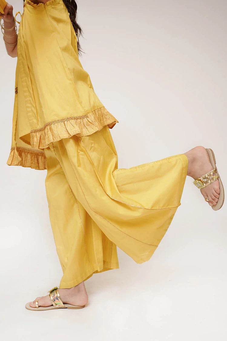 Picture of Senorita - Kids Casual Dress - Mustard & Gold - Casual Plus 3 Piece Suit - KBD-03447 - Available at Raja Sahib