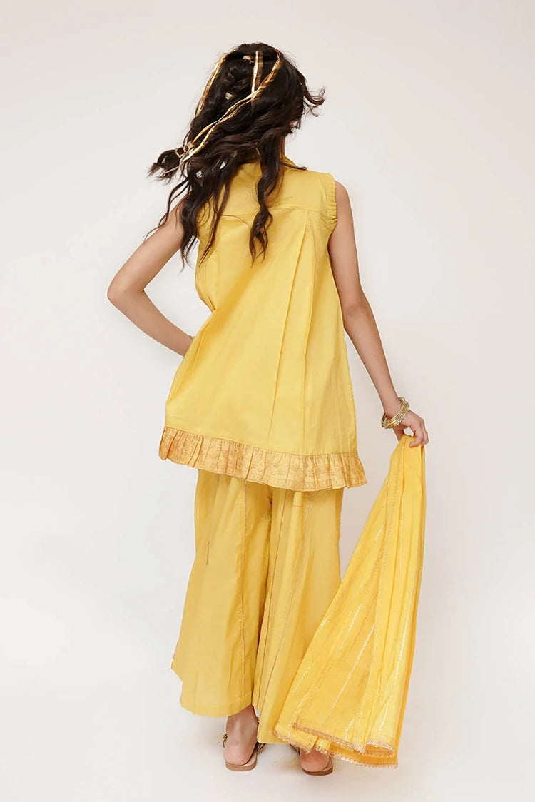 Picture of Senorita - Kids Casual Dress - Mustard & Gold - Casual Plus 3 Piece Suit - KBD-03447 - Available at Raja Sahib
