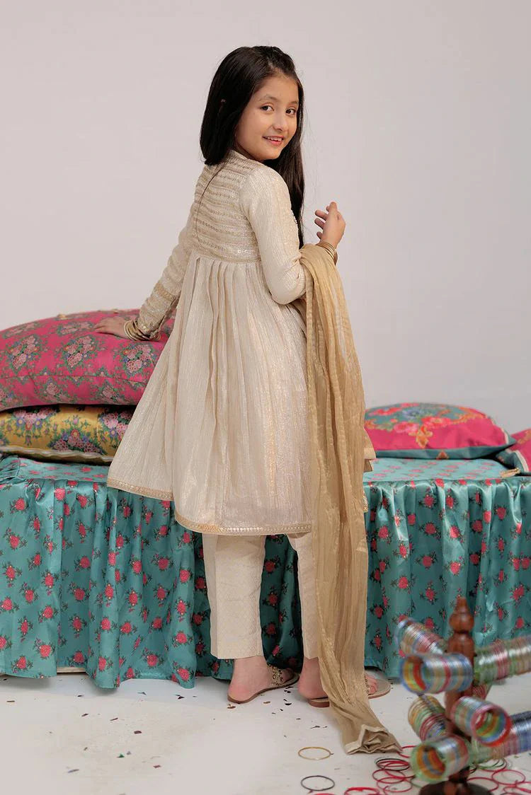 Picture of Senorita - KDD-02541 - Fawn & Multicolor - Formal 3 Piece Suit - Crinkle Gorged Shimmer - Available at Raja Sahib