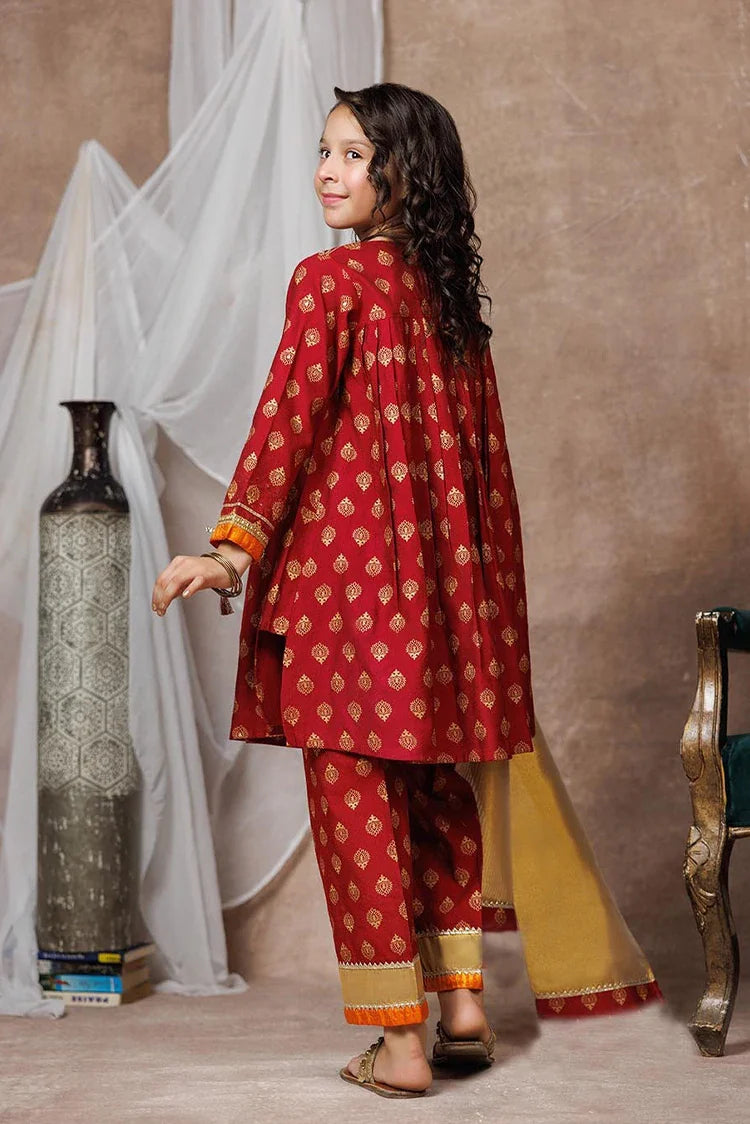 Picture of KDD-03016 | Maroon & Gold | Formal 3 Piece Suit | Viscose Chambray Silk - Available at Raja Sahib