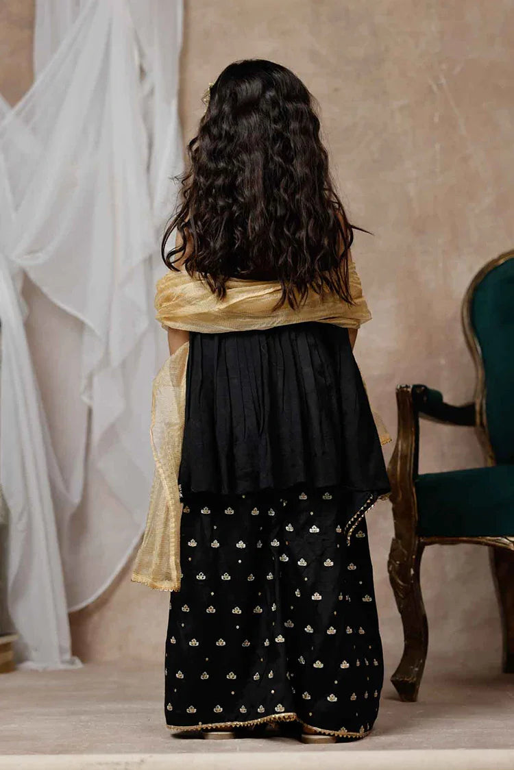 Picture of KDD-03018 | Black & Gold | Formal 3 Piece Suit | Viscose Raw Silk - Available at Raja Sahib