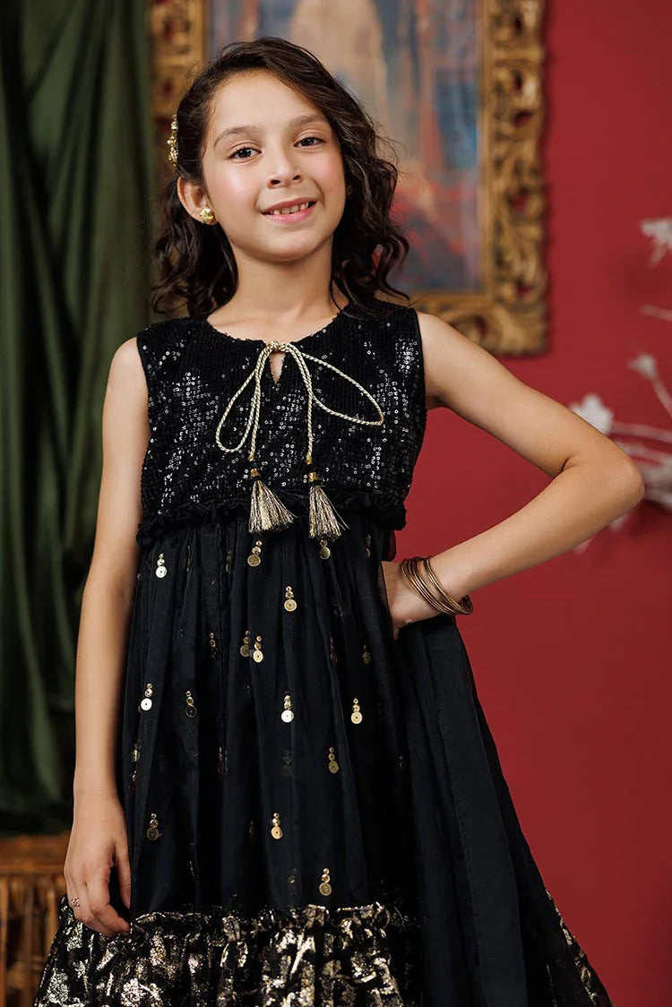 Picture of KDD-03019 | Black & Gold | Formal 3 Piece Suit | Polyester Organza Jacquard - Available at Raja Sahib