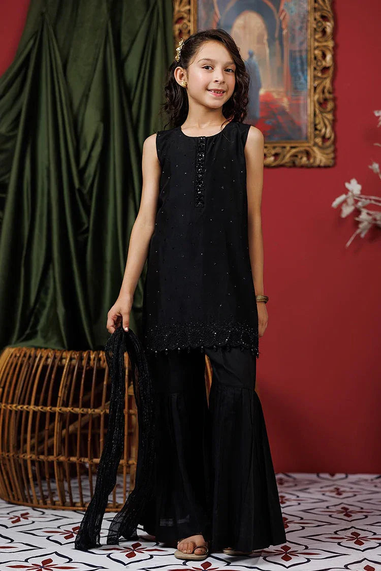 Picture of KDD-03052 | Black | Formal 3 Piece Suit | Viscose Raw-Silk - Available at Raja Sahib
