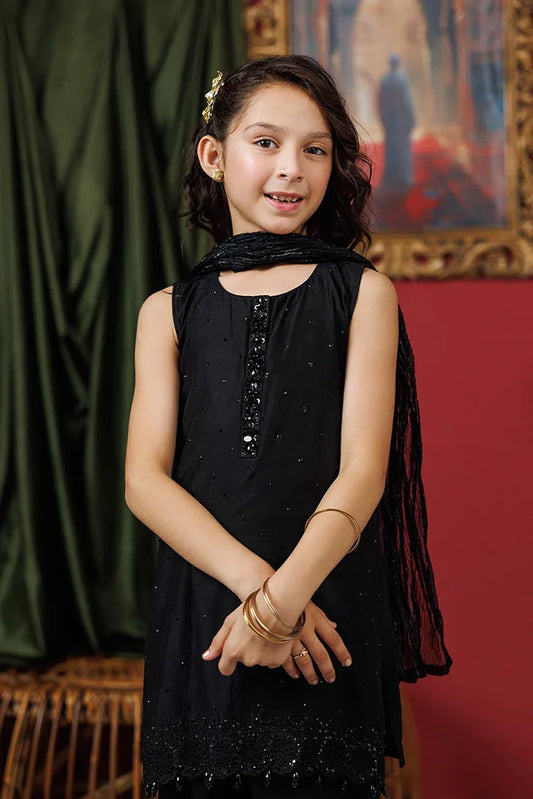 Picture of KDD-03052 | Black | Formal 3 Piece Suit | Viscose Raw-Silk - Available at Raja Sahib