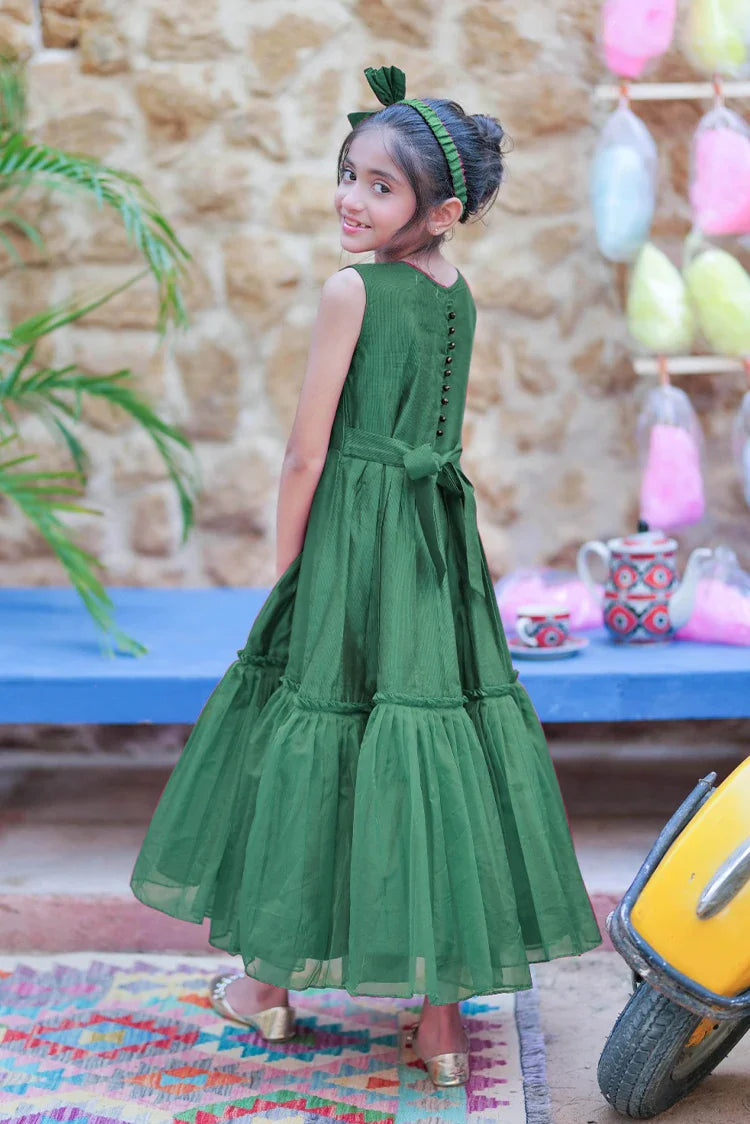 Picture of KDD-03096 | Bottle Green | Formal 3 Piece Suit | Viscose Chambray Katan - Available at Raja Sahib