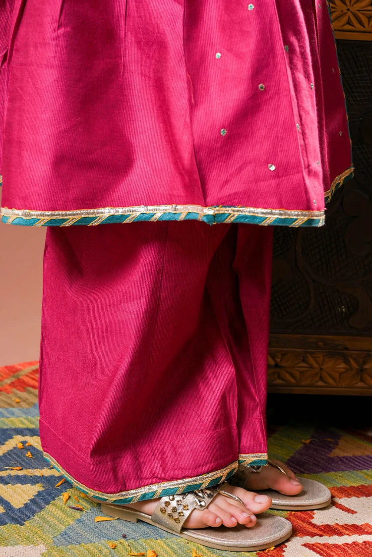 Picture of Senorita - Kids formal clothes - Shocking Pink & Multicolor - Formal 3 Piece Suit - KDD-03234 - Available at Raja Sahib