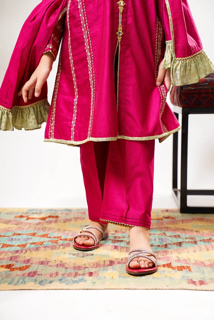 Picture of Senorita - Kids formal clothes - Pink & Gold - Formal 3 Piece Suit - KDD-03237 - Available at Raja Sahib