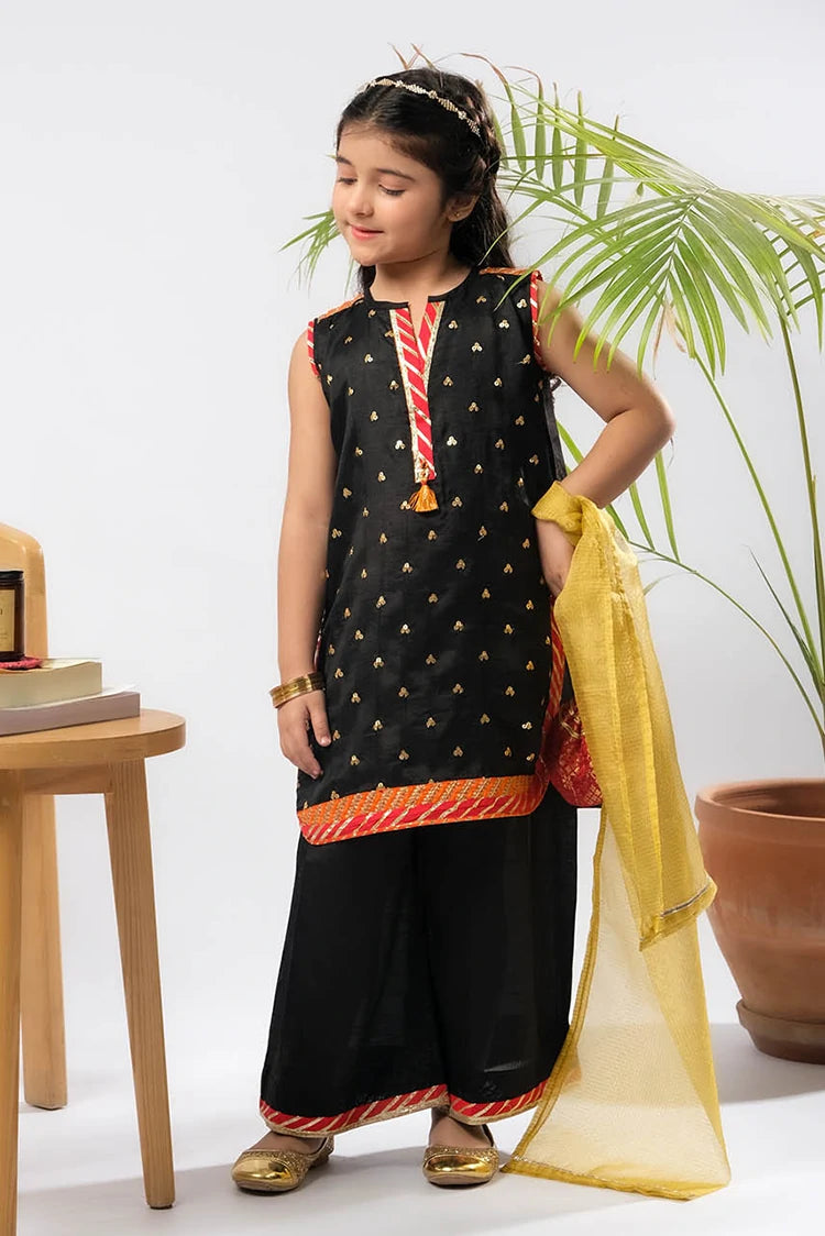Picture of Senorita - Kids formal clothes - Black & Multicolor - Formal 3 Piece Suit - KDD-03280 - Available at Raja Sahib