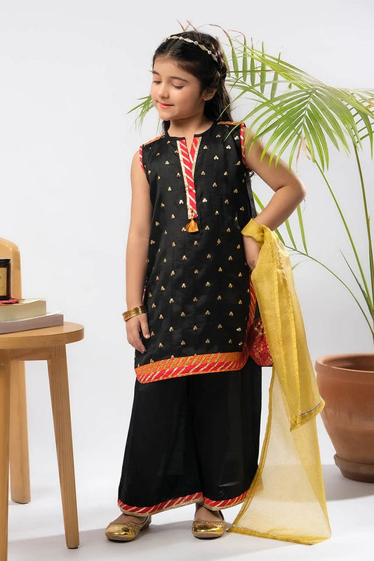 Picture of Senorita - Kids formal clothes - Black & Multicolor - Formal 3 Piece Suit - KDD-03280 - Available at Raja Sahib