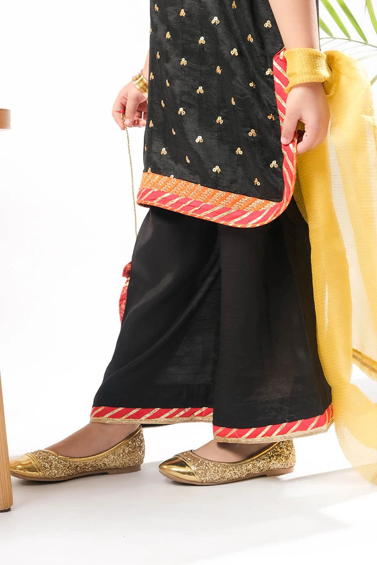 Picture of Senorita - Kids formal clothes - Black & Multicolor - Formal 3 Piece Suit - KDD-03280 - Available at Raja Sahib