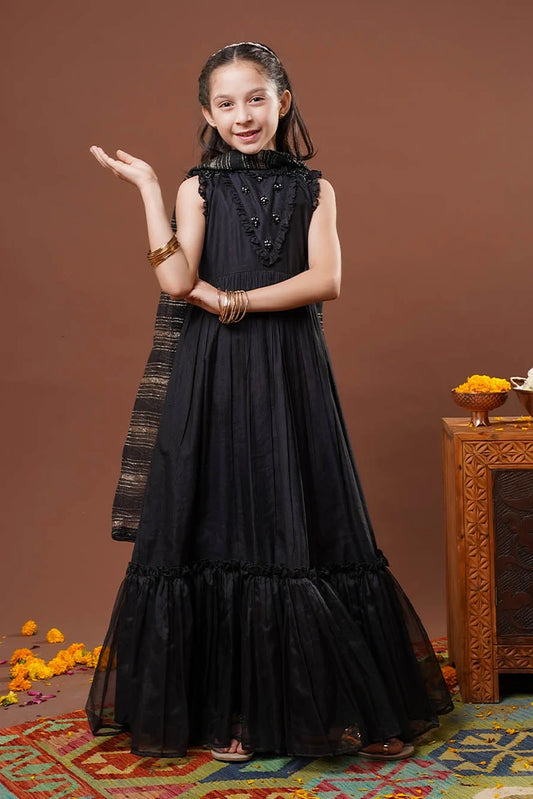 Picture of Senorita - Kids formal clothes - Fawn & Gold - Formal 3 Piece Suit - KDD-03283 - Available at Raja Sahib