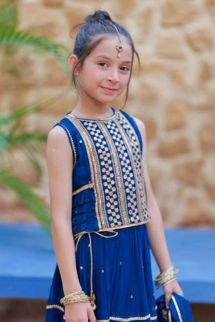 Picture of Senorita - Kids Formal dress - Zink & Gold - 3 Piece - KDD-03620 - Available at Raja Sahib