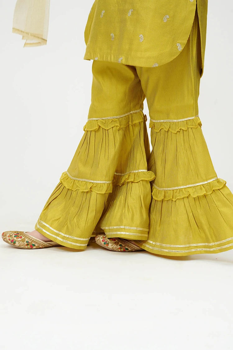 Picture of Senorita - Winter Formal Dress - Yellow & Gold - 3 Piece - KDD-03665 - Available at Raja Sahib