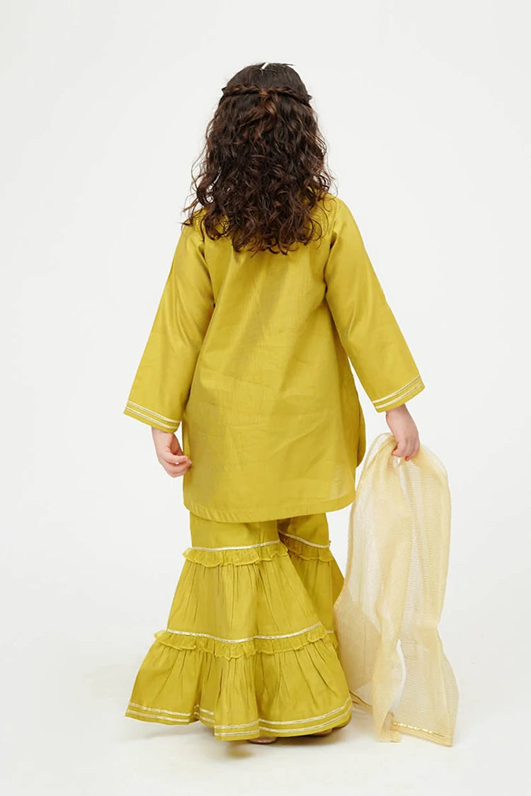 Picture of Senorita - Winter Formal Dress - Yellow & Gold - 3 Piece - KDD-03665 - Available at Raja Sahib