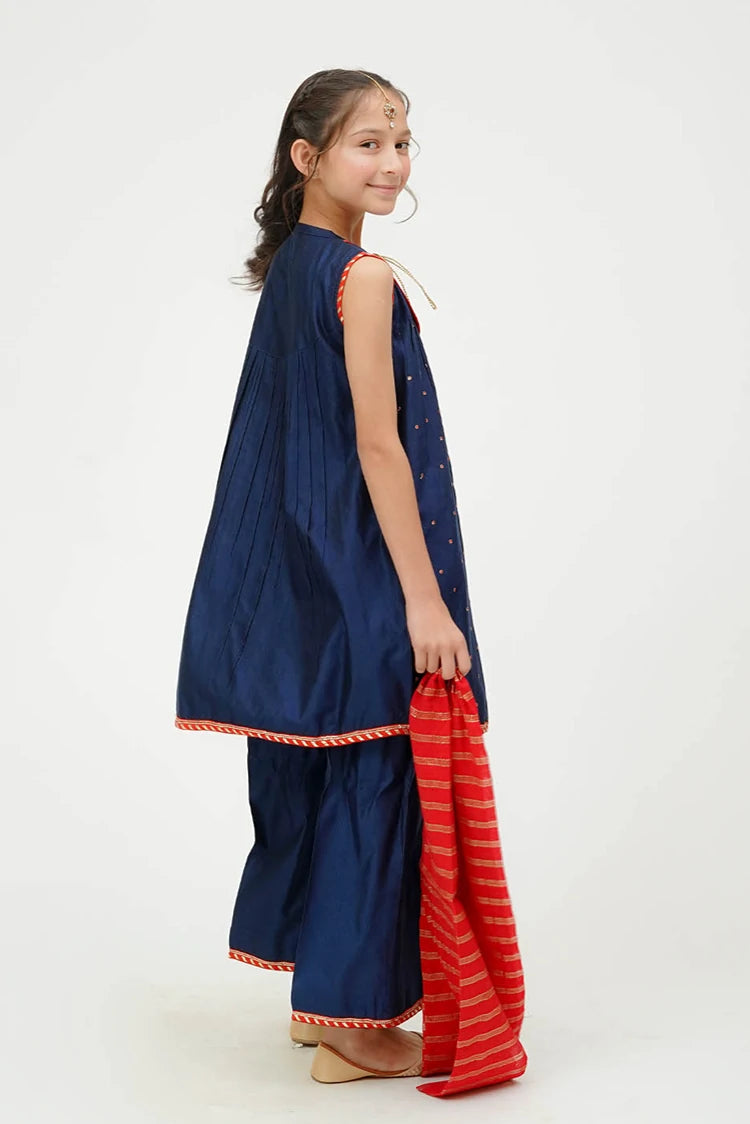 Picture of Senorita - Kids formal Dress - Blue & Multicolor - 3 Piece - KDD-03678 - Available at Raja Sahib