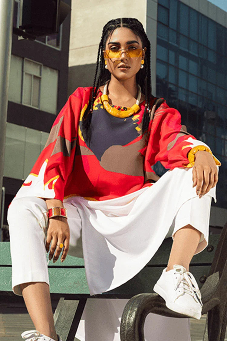 Picture of Kaanthaa - 1 Piece - Stitched - Floral Flame - Available at Raja Sahib