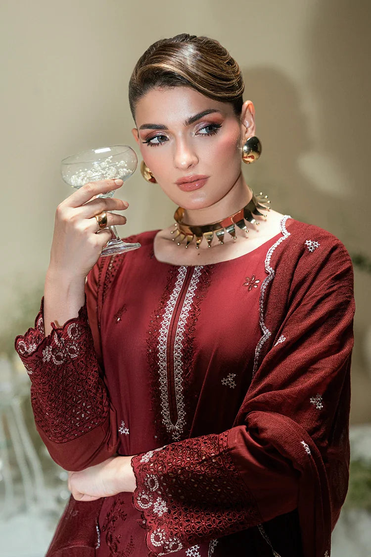 Picture of Kaanthaa - Kunes - Bayon Silk Unstitched - 3 Piece - 0010 - Maroon - Available at Raja Sahib