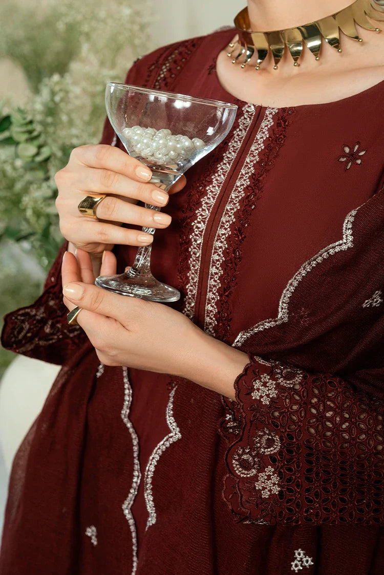 Picture of Kaanthaa - Kunes - Bayon Silk Unstitched - 3 Piece - 0010 - Maroon - Available at Raja Sahib