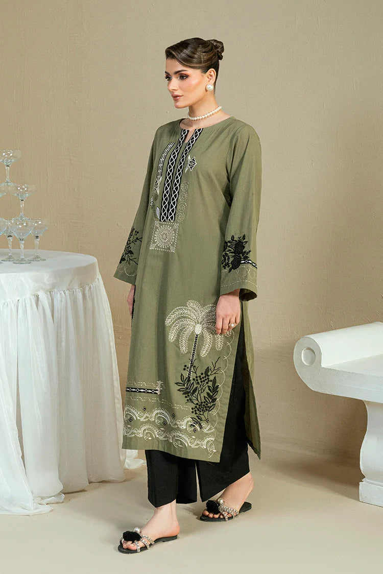 Picture of Kaanthaa - Cotton Dobby Stitched - 2 Piece - Kep-03 - Olive - Available at Raja Sahib