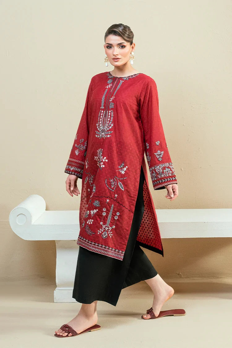 Picture of Kaanthaa - Cotton Broche Stitched - 2 Piece - Kep-04 - Red - Available at Raja Sahib