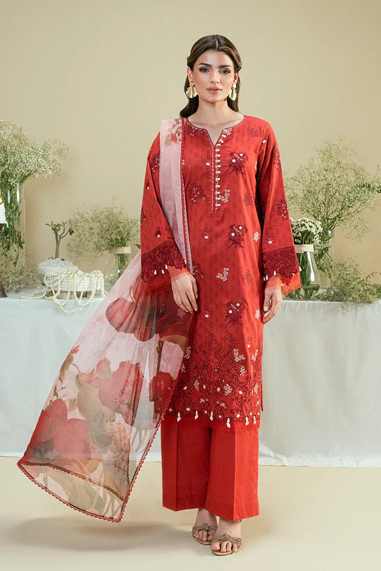 Picture of Kaanthaa - Kunep - Lawn Unstitched - 3 Piece - 001 - Red - Available at Raja Sahib
