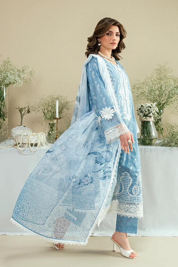 Picture of Kaanthaa - Kunep - Lawn Unstitched - 3 Piece - 003 - Sky Blue - Available at Raja Sahib