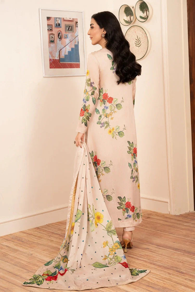 Picture of Stitch Vibes - Morganite RTW Collection - 3 PC - Beige Silk Dress - Available at Raja Sahib