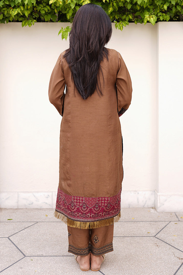Picture of Embroidered Dull Raw Silk Suit L0955 - 2 Piece - Available at Raja Sahib