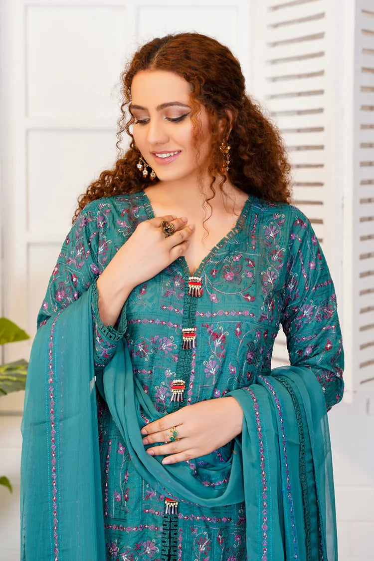 Picture of Threads & Weaves - 3 Pc Embroidered Lawn Suit - L23101 - Available at Raja Sahib