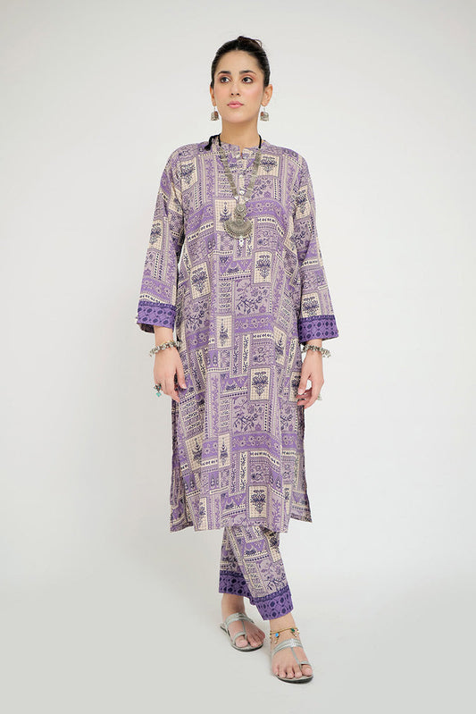 Picture of Senorita - LAC-02684 | Purple & Multicolor | Casual 2 Piece Suit  | Cotton Lawn Printed - Available at Raja Sahib