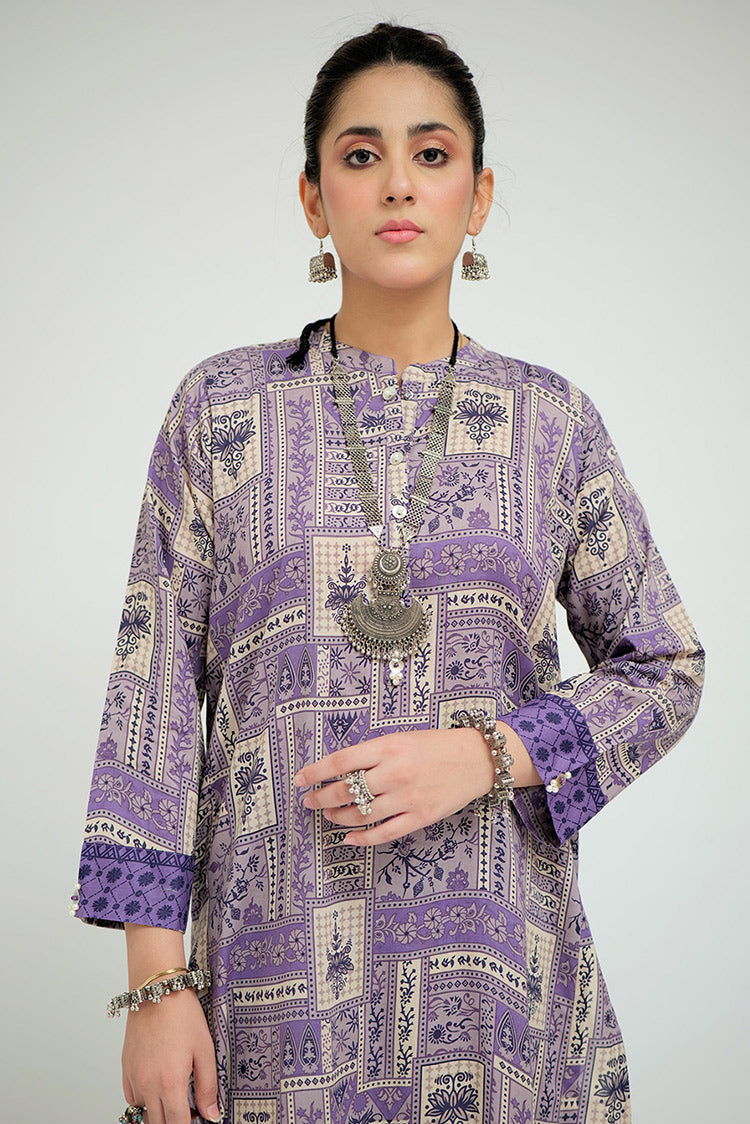 Picture of Senorita - LAC-02684 | Purple & Multicolor | Casual 2 Piece Suit  | Cotton Lawn Printed - Available at Raja Sahib
