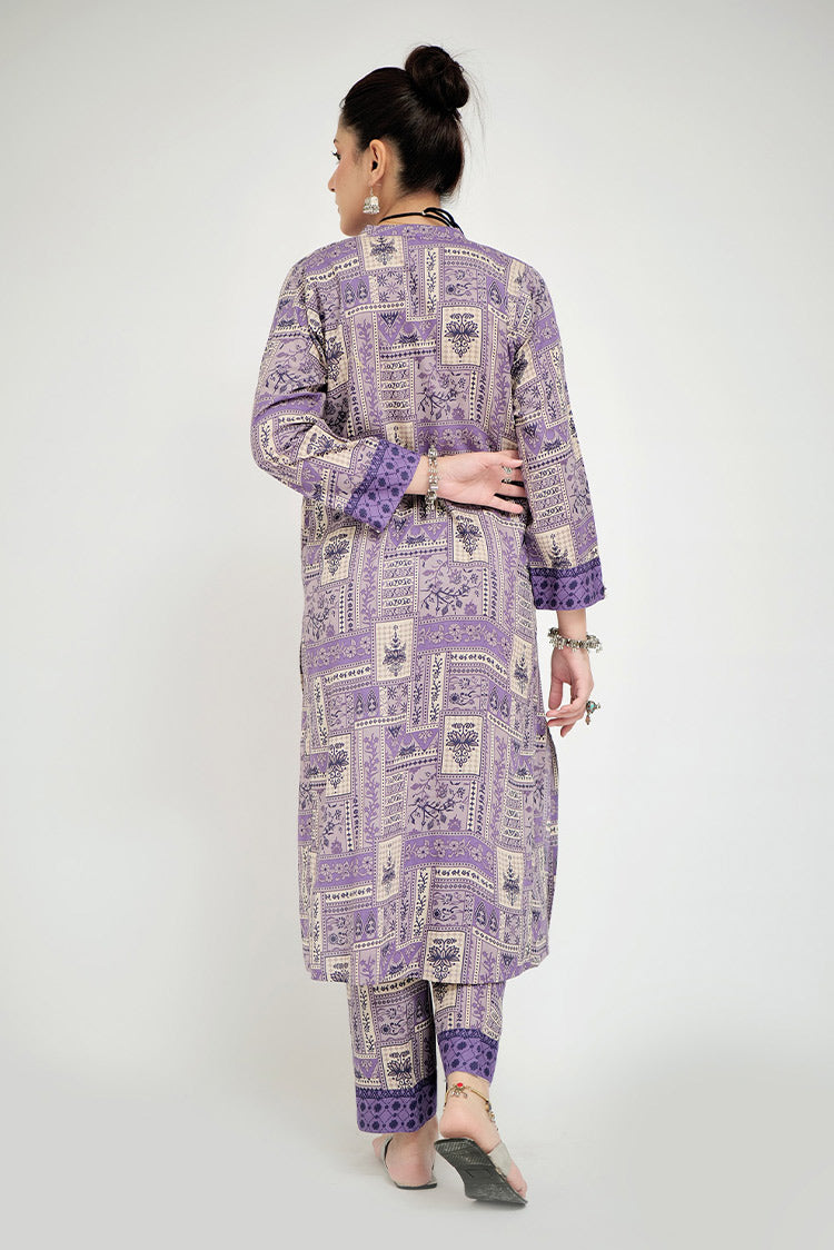 Picture of Senorita - LAC-02684 | Purple & Multicolor | Casual 2 Piece Suit  | Cotton Lawn Printed - Available at Raja Sahib