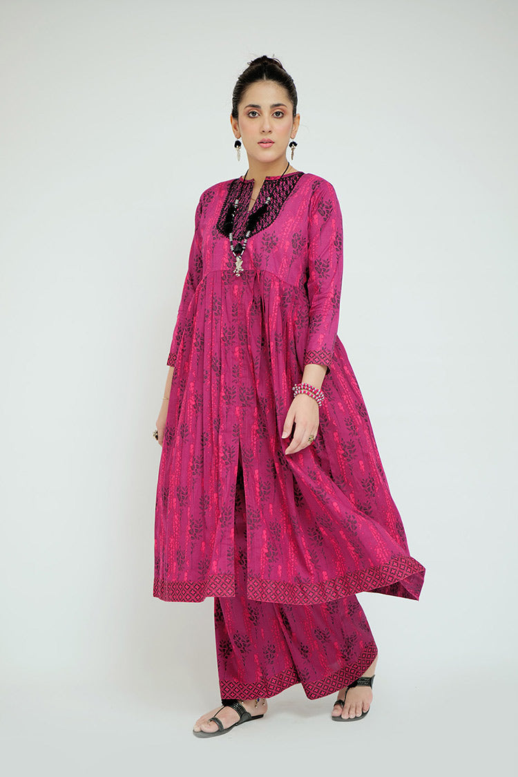 Picture of Senorita - LAC-02690 | Magenta & Multicolor | Casual 2 Piece Suit  | Cotton Lawn Printed - Available at Raja Sahib